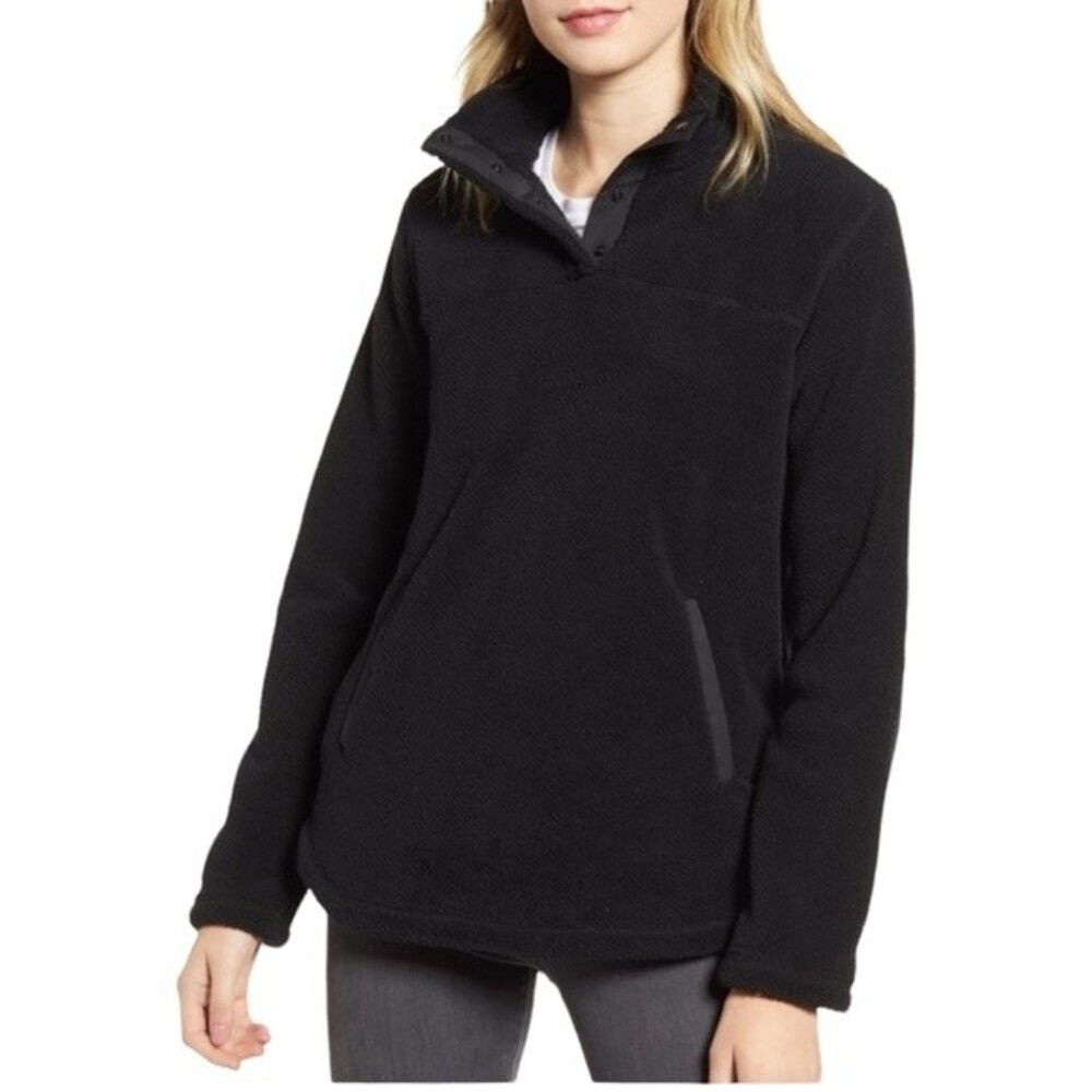 Thread & Supply Road Trip Popover Fleece Size L Black Gorpcore Cozy